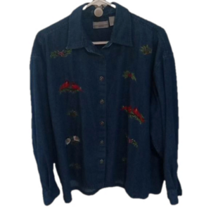 (39)  COMPANY ONE, 100 % COTTON LONG SLEEVES EMBROIDERED LIGHTWEIGHT DENIM